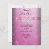 プリンセスベビーシャワーガールピンクティアラプリンセス 招待状 (裏面)