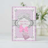 プリンセスベビーシャワーガールピンクティアラプリンセス 招待状 (スタンド正面)