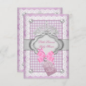 プリンセスベビーシャワーガールピンクティアラプリンセス 招待状 (正面/裏面)