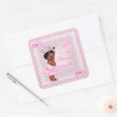 プリンセスベビーシャワーガールピンクバレリーナエスニック スクエアシール (封筒)