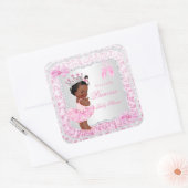 プリンセスベビーシャワーガールピンクバレリーナエスニック スクエアシール (封筒)