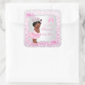 プリンセスベビーシャワーガールピンクバレリーナエスニック スクエアシール (バッグ)