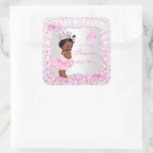 プリンセスベビーシャワーガールピンクバレリーナエスニック スクエアシール (バッグ)