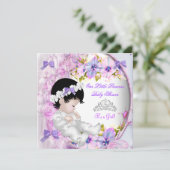 プリンセスベビーシャワーガールピンクパープルフローラ3 招待状 (スタンド正面)