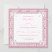 プリンセスベビーシャワーガールピンクパールブルネット 招待状 (裏面)