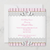 プリンセスベビーシャワーガールピンクパール金ゴールド銀 招待状 (裏面)