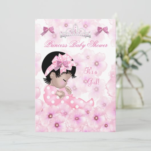 プリンセスベビーシャワーガールピンクフローラアジア 招待状 (スタンド正面)