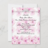 プリンセスベビーシャワーガールピンクフローラティアラ2 招待状 (裏面)