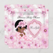 プリンセスベビーシャワーガールピンクフローラハート 招待状 (正面/裏面)