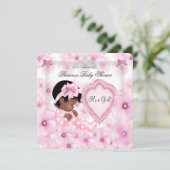 プリンセスベビーシャワーガールピンクフローラハート 招待状 (スタンド正面)