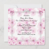 プリンセスベビーシャワーガールピンクフローラハート 招待状 (裏面)