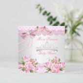 プリンセスベビーシャワーガールピンクローズパールレース 招待状 (スタンド正面)