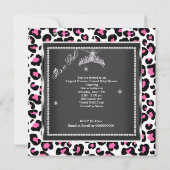 プリンセスベビーシャワーガールピンク女性のカーボーイティアラカウズ 招待状 (裏面)