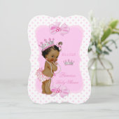 プリンセスベビーシャワーガールピンク水玉模様エスニック 招待状 (スタンド正面)