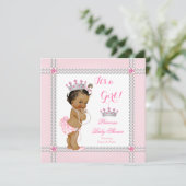 プリンセスベビーシャワーガールピンク真珠エスニック 招待状 (スタンド正面)