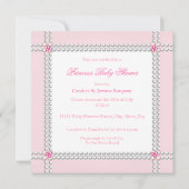 プリンセスベビーシャワーガールピンク真珠エスニック 招待状 (裏面)