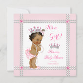 プリンセスベビーシャワーガールピンク真珠エスニック 招待状 (正面)