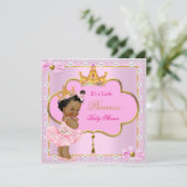 プリンセスベビーシャワーガールピンク金ゴールドエスニック 招待状 (スタンド正面)