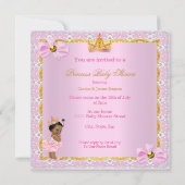 プリンセスベビーシャワーガールピンク金ゴールドエスニック 招待状 (裏面)