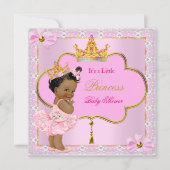 プリンセスベビーシャワーガールピンク金ゴールドエスニック 招待状 (正面)