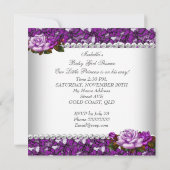 プリンセスベビーシャワーガールプラムバラ 招待状 (裏面)