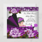 プリンセスベビーシャワーガールプラムバラ 招待状 (正面)