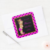 プリンセスベビーシャワーガールホットピンクブラックブルネット スクエアシール (封筒)