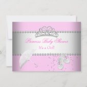 プリンセスベビーシャワーガールホワイトピンクティアラ2 招待状 (正面)