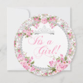 プリンセスベビーシャワーガールヴィンテージバラフローラ 招待状 (正面)