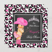 プリンセスベビーシャワーガール女性のカーボーイブルネット 招待状 (正面/裏面)