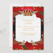 プリンセスベビーシャワーガール金ゴールドレッドローズエスニック 招待状 (裏面)