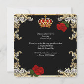 プリンセスベビーシャワーガール金ゴールドレッドローズシューズ4a 招待状 (裏面)