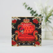 プリンセスベビーシャワーガール金ゴールドレッドローズチェア3 招待状 (スタンド正面)