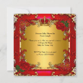 プリンセスベビーシャワーガール金ゴールドレッドローズハイヒール 招待状 (裏面)