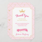 プリンセスベビーシャワーサンキューカード |ピンクガール サンキューカード (正面/裏面)