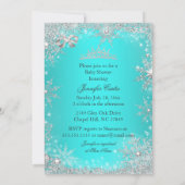 プリンセスベビーシャワースノーフレークスアクアエスニック 招待状 (裏面)