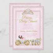 プリンセスベビーシャワーティアラピンクキャリッジエスニック 招待状 (正面/裏面)