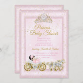 プリンセスベビーシャワーティアラピンクキャリッジ 招待状 (正面/裏面)