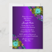 プリンセスベビーシャワーティール(緑がかった色)ブルーパープルガール招待状 招待状 (裏面)