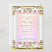 プリンセスベビーシャワーバラピンク金ゴールドホワイトエスニック 招待状 (裏面)