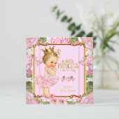 プリンセスベビーシャワーピンクのローズフローラブロンド女の子 招待状 (スタンド正面)