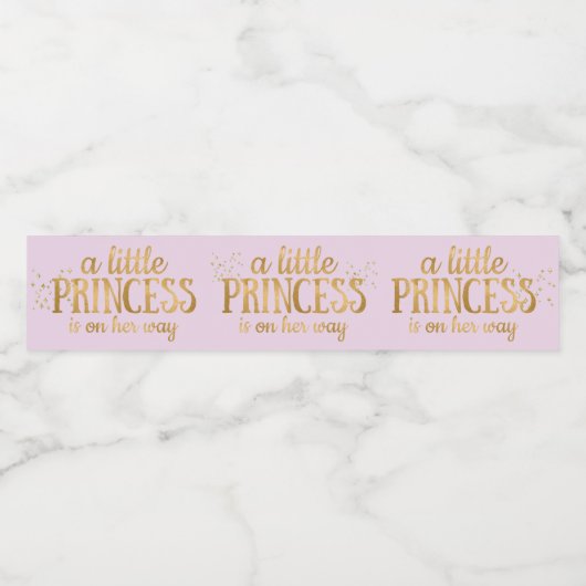 プリンセスベビーシャワーピンクゴールドフォイルガール ペットボトルラベル (シングルラベル)