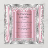 プリンセスベビーシャワーピンクシルバーバレリーナライト 招待状 (裏面)