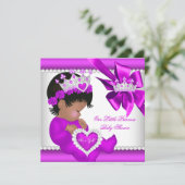 プリンセスベビーシャワーピンクパープルティアラ民族 招待状 (スタンド正面)