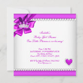 プリンセスベビーシャワーピンクパープルティアラ民族 招待状 (裏面)