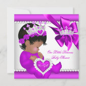 プリンセスベビーシャワーピンクパープルティアラ民族 招待状 (正面)