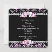 プリンセスベビーシャワーピンクブラックレースダイヤモンド 招待状 (裏面)