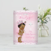 プリンセスベビーシャワーピンクレースティアラエスニック 招待状 (スタンド正面)