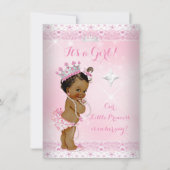 プリンセスベビーシャワーピンクレースティアラエスニック 招待状 (正面)