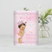 プリンセスベビーシャワーピンクレースティアラブルネット 招待状 (スタンド正面)
